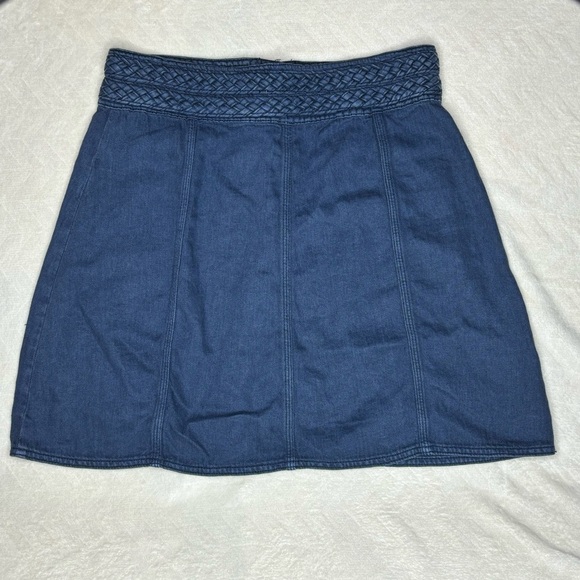 Free People High Waist Denim Braided Baby Mini Skirt - Picture 3 of 15
